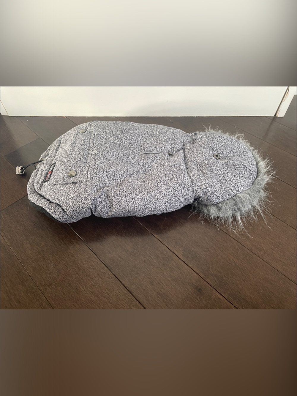 Gray Faux-Fur Trim Dog Winter Puffer Coat